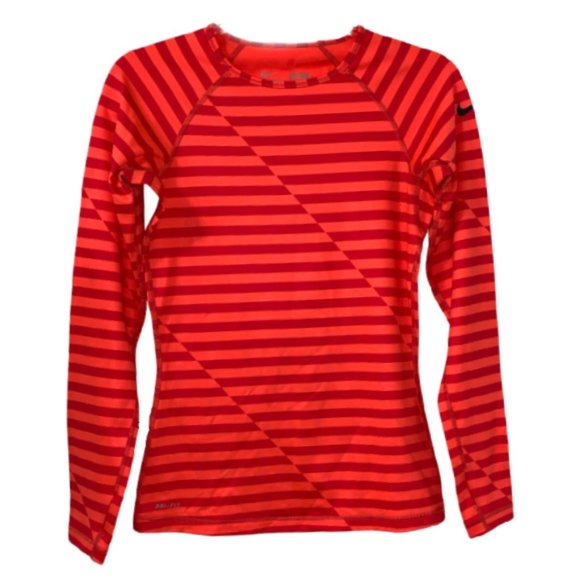 Nike Pro Dri Fit Fitted Long Sleeve Striped Top - Picture 1 of 8